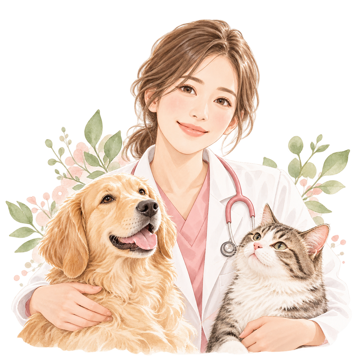 犬と猫が寄り添う様子